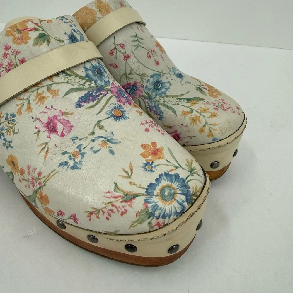 Free People Calabasas Floral Wood Clog Size 38 or US 7.5 - Picture 4 of 13